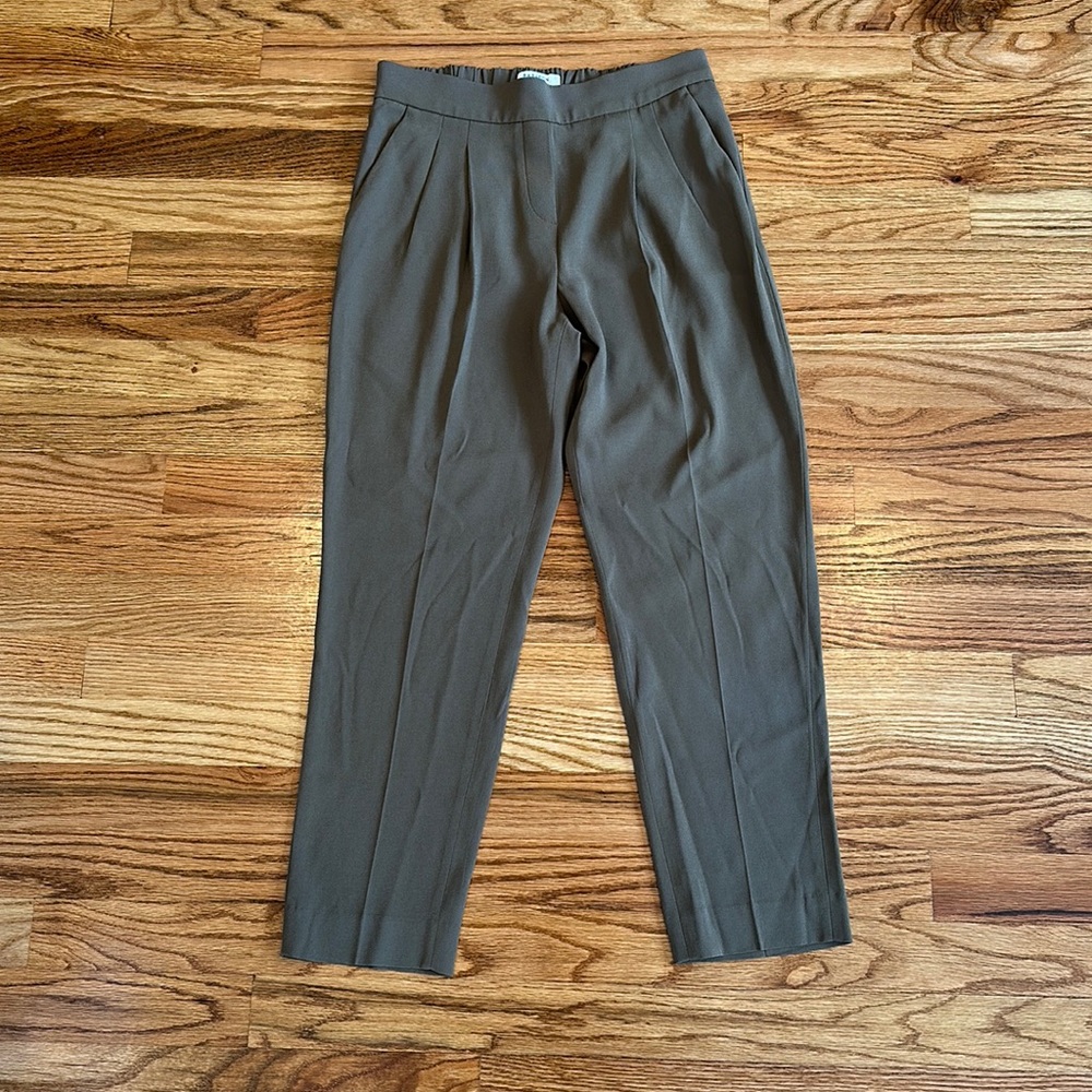 Olive Green Pleated Trousers